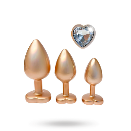 GLEAMING LOVE PEARL GOLD PLUG SET - Vuxen.se - Analleksaker i set, butt plug trainer, anal kit