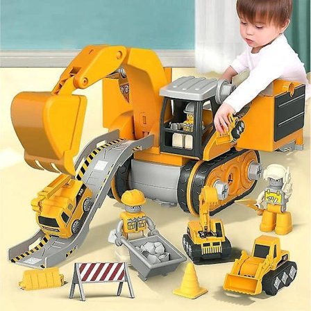 DIY Byggsats för Barn, Montera Lastbilar, 4-i-1 Teknikbil med Elektrisk Borr, Pedagogisk Gåva