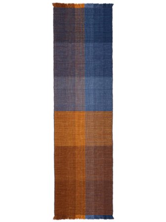 Ruudullinen Pieni Aberdeen Matot - Oranssi/Sininen 80X300 Moderniin Tyyliin