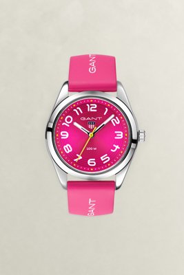 GANT - Campus klokke med knallrosa silikonrem (7-16 år) blush rose