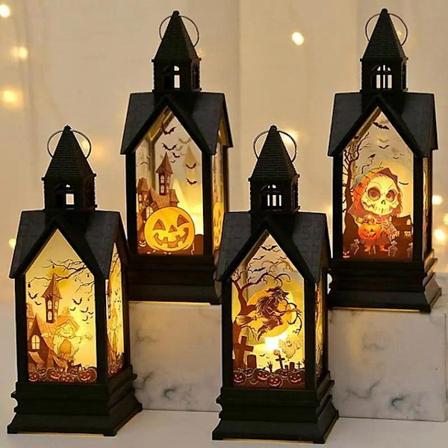 Halloween Dekoration Bordslampa Slott Ljus LED Ljuslampa Halloween Lampa För Inomhus Bordsfest Spöklika Dekorationer