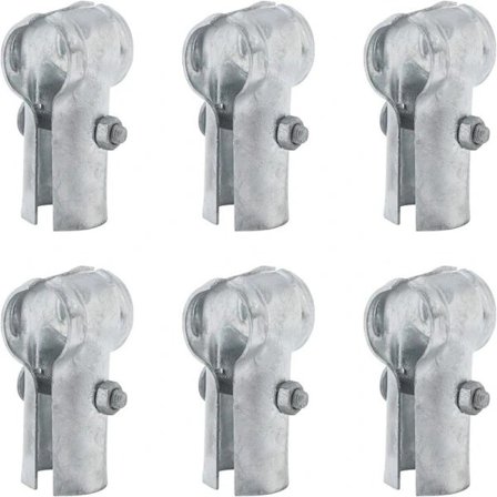 6 stk. T-fester for endestolpe, T-rørfester, kjettinglenkegjerdeforbindelse