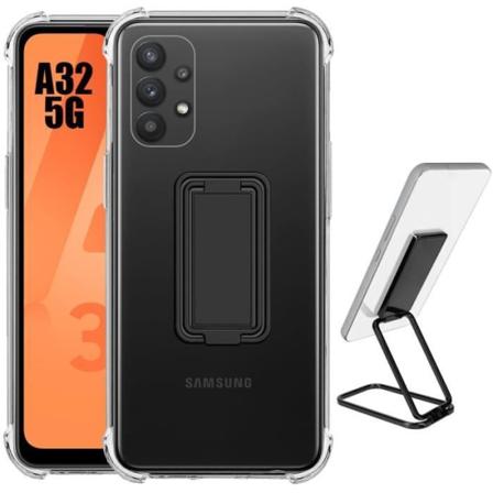 Cover til Samsung Galaxy A32 5G Silikone Ultra Slim Stødsikker med justerbar metalstøtte Sort