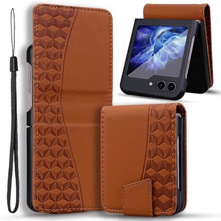 For Samsung Galaxy Z Flip5 5G Deksel Imprinted PU Leather+PC Telefondeksel