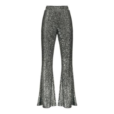 Pinko Tangenziale 1 Pantalone Full Paillettes , Grijs , Dames , Maat: L