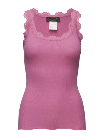 Silk Top W/ Lace T-shirts & Tops Sleeveless Rosa Rosemunde