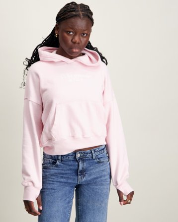 Abercrombie ESSENTIAL LOGO HOODIE Rosa Huvtröjor/Hoodies Tjej - Kids Brand Store