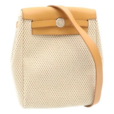 Hermès Vintage, Pre-owned Canvas shoulder-bags Beige, unisex, Maat:ONE Size,leer