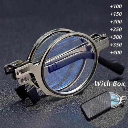 Bærbare sammenfoldelige læsebriller Mænd Metal Rund Firkantet Anti Blue Light Eyewear Presbyopia Briller Stel Dioptri +1,0 Til +4,0 silver round 150