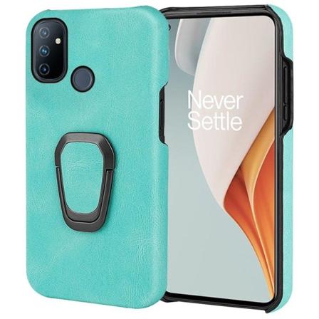 Stötsäkert läderfodral med oval kickstand för OnePlus Nord N100 - Ljusgrön Grön