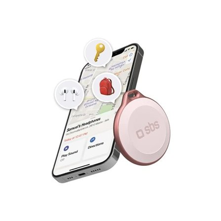 SBS Track My Circle Vanntett IP65-lokalisator kompatibel med Apple Find My - Rosa