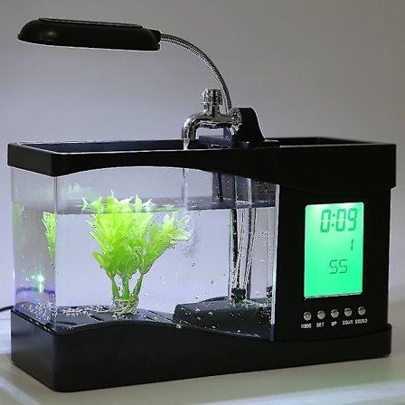 USB Desktop Mini Akvarium LCD Timer Ur & LED