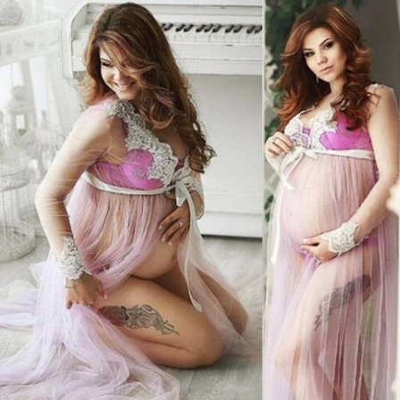 Gravid Kjole Blonde Perspektiv Fotografi Kostyme Maxikjole Pink_yu