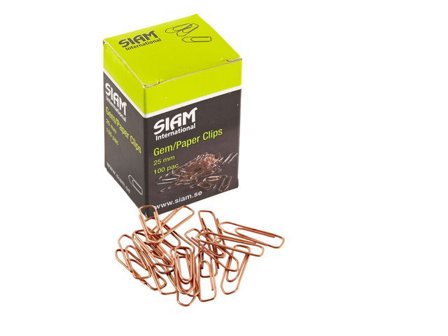 Gem SIAM, kopparbelagda, tåliga och hållbara, 25mm, koppar 100/fp - Lyreco - Kontorsmaterial - Till skrivbordet - Gem