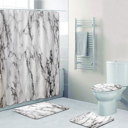 (Marmorinharmaa, 90x180CM) Suihkuverho Hometta ja hometta kestävä W