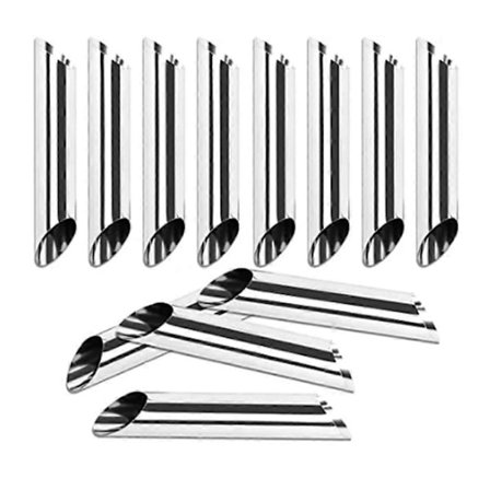 12 st Cannoli Formar Bakform Rostfritt Stål Skumrulle Bakform Formar Silver 12,5 * 2,5cm Cannoli Rör Skumrulleformar Schillerlockenform för Grädde