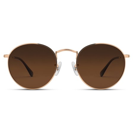 Polariserte runde solbriller av gulltonet kirugisk stål med brune linser for menn - Retro solbriller