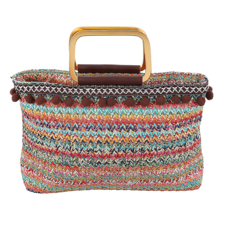 Kudottu Käsilaukku Yksinkertainen Tyyli Käsilaukku Olki Kudottu Laukku Suurikapasiteettinen Laukku Suurikapasiteettinen Käsilaukku Värikäs 30X18X8CM 