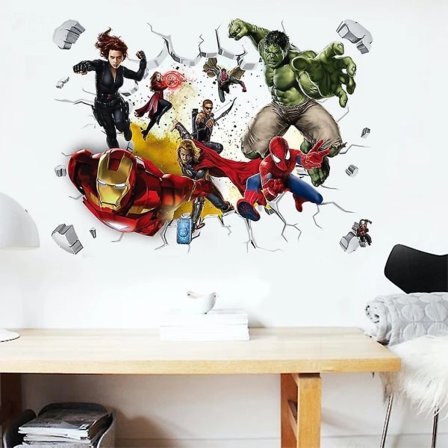 Avengers Hulk Ironman Dekorativ Tecknad Broken Wall Pvc Väggdekal