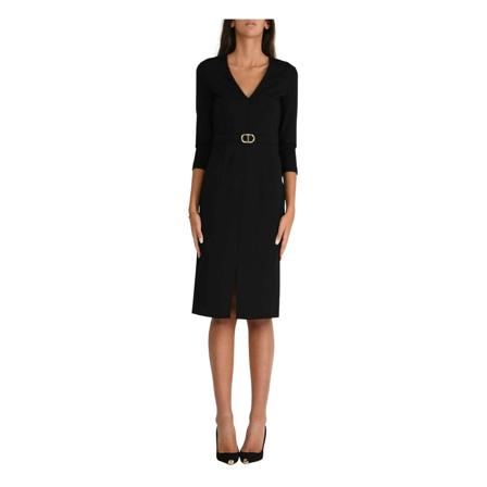 Twinset Midi Kjole Sort, Dame