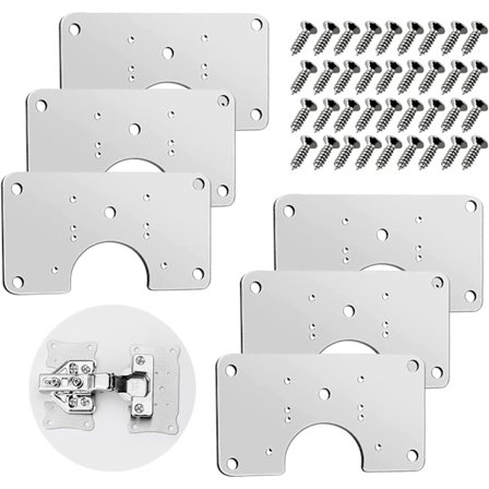6 stk. Skabshængsel Reparationsbeslag Montering Rustfrit Stål Hængsel