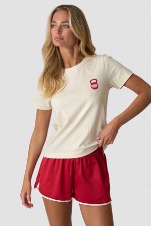 ICANIWILL - Everyday Cotton T-shirt Print Cream - Dames - sportkleding van ICIW