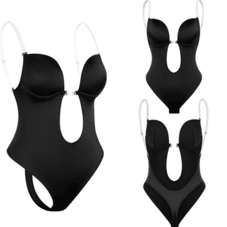 Djup V-ringad Body Shaper Klänning