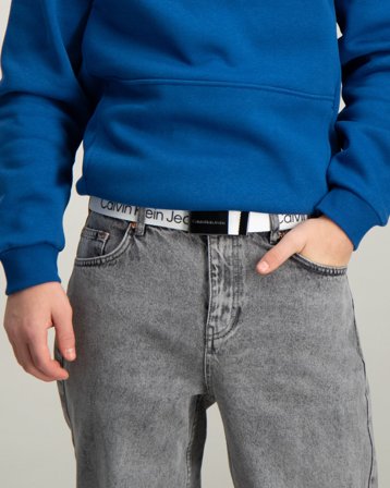 Calvin Klein CANVAS LOGO METALLIC BUCKLE BELT Vit Skärp/Bälten Kille - Kids Brand Store