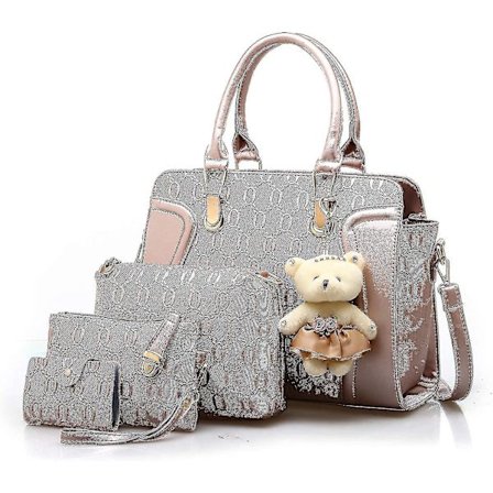 Pahajim Naisten tyylikäs käsilaukkusetti, PU-nahkainen muotikäsilaukku, laukkusarja, jossa on ostoskassi, olkalaukku, kytkinkukkaro ja lompakko 