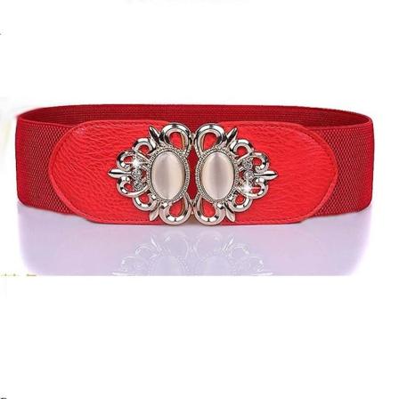 Naisten venyvä vintage-mekkovyö, joustava vyötärö, nyöri (punainen)