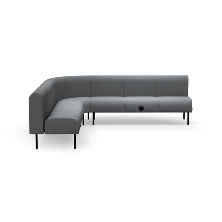 Sofa VARIETY, 90° indadvendt hjørne, med USB-stik, stof Pod CS, sølvgrå
