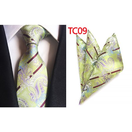 Herr slips Paisley vävd siden slips set med ficka Suqare F