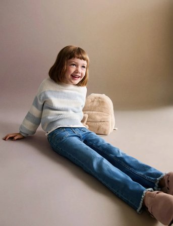 Mango Frayed Low-Rise Skinny Jeans - Blue - 12-18M