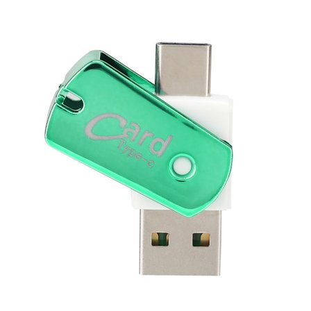 Liten roterande OTG-kortläsare Typ C Hög hastighet 2 i 1 TF Mobiltelefonkortläsare (Grön)
