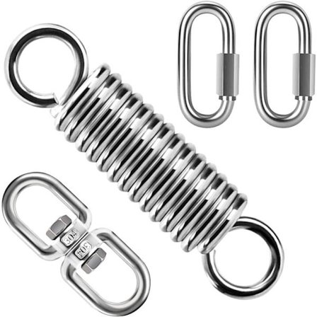 Fjæring med 360° dreiekroker og karabinkroker, fjæring for hengekøye stol yoga sandsekk, last 200 kg (fjæring)