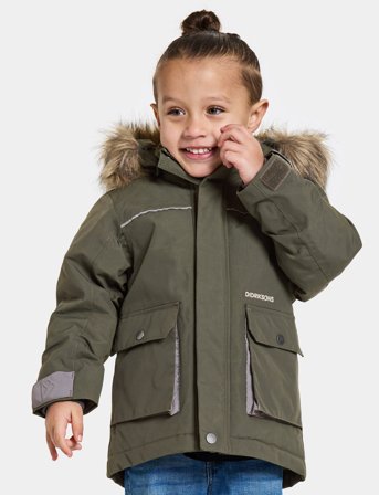 Didriksons Kure Kids Parka 6 - Khaki green - 80