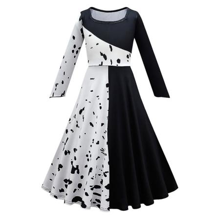 Barn Jenter Cruella De Vil Cosplay Kostyme Halloween Carnival Dress White 110