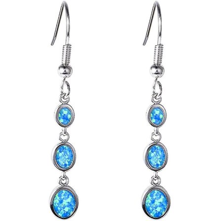 Lange Dangle-øreringer i sterlingsølv med ildopaler og anheng