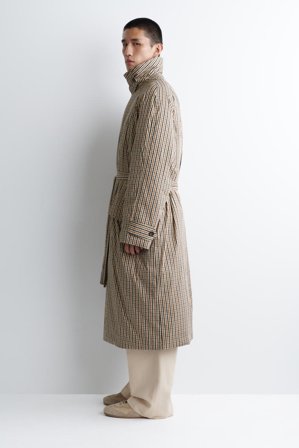 COS Homme Manteau Long Rembourré À Col Cheminée Et Ceinture in Beige