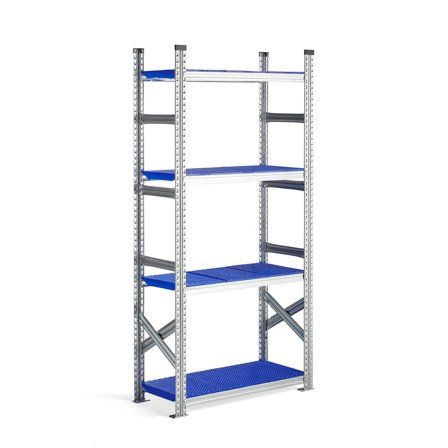 Galvanised food shelving TRANSFORM, basic unit, 1972x900x400 mm, blue