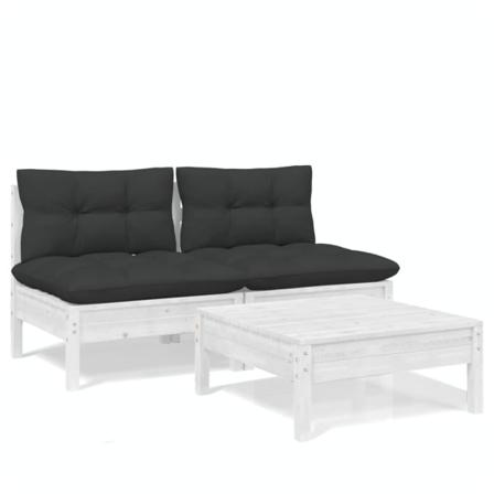 Vidaxl Loungegrupp Med Antracitfärgade Dynor 3 Delar Furu Vit