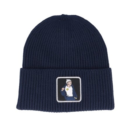 Lucid Smile - Azul cuff Beanie - Flexing Cash Oxford Navy Recycled Oversized Cuff @ Hatstore