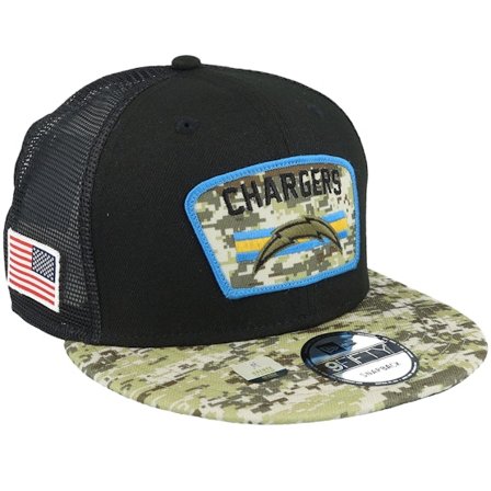 New Era - NFL Black trucker Czapka Z Daszkiem - Los Angeles Chargers NFL21 Salute To Service 9FIFTY Black/Camo Trucker @ Hatstore
