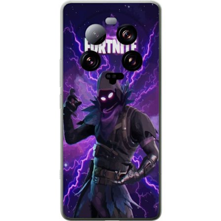 Xiaomi 13 Ultra Gjennomsiktig deksel Karakter i mørk lilla energistorm med glødende øyne, intense lynnedslag og futuristisk atmosfære som forsterk