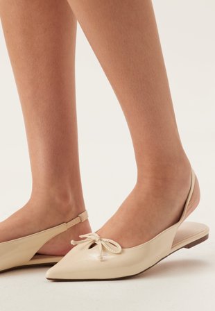 BUBBLEROOM - Pointy Flat Slingback - Cream