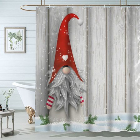 Praktisk julgardin för badrum, juldekorationer, duschdraperi 180 x 180 cm