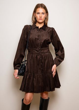 Vicky Dress Dark Mocha Corduroy Dark Mocha Corduroy / S