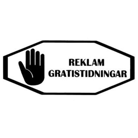 Vinyldekor STOP symbol med text REKLAM GRATISTIDNINGAR
