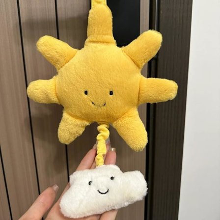 Jellycat-leke, myk og komfortabel, for barn, Valentinsdag eller som samleobjekt; oppgradert versjon med spilledåse med snor og sol