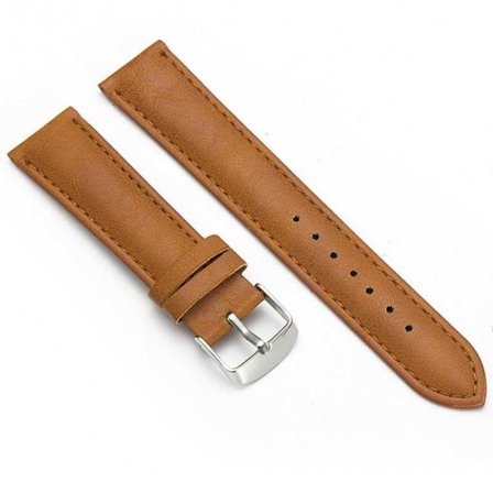 Kellorannekoru Vaaleanruskea PU-nahka 18/20 / 22mm - Terässolki